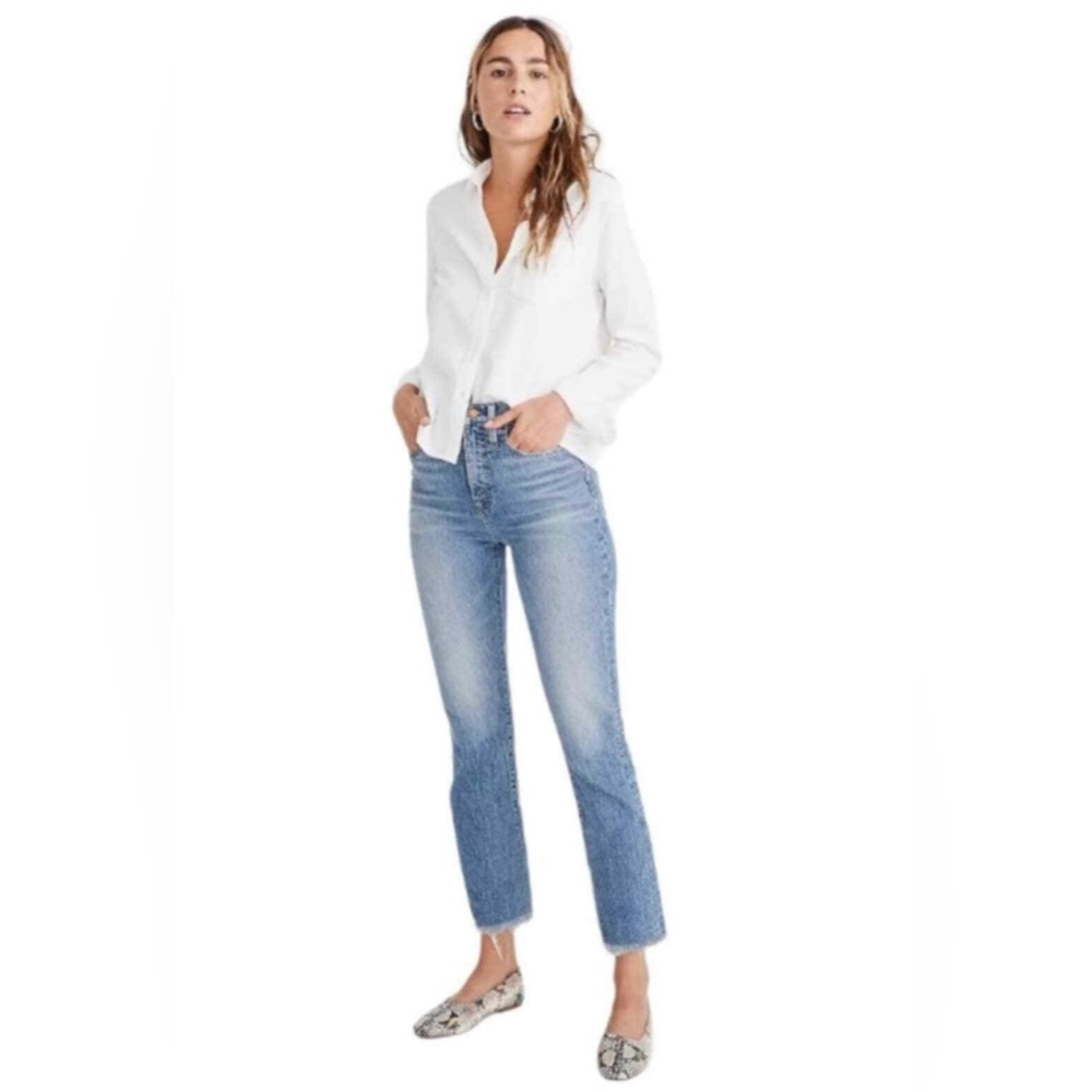 Madewell High Rise Fray Hem straight jeans in Elsinore Wash Size 28